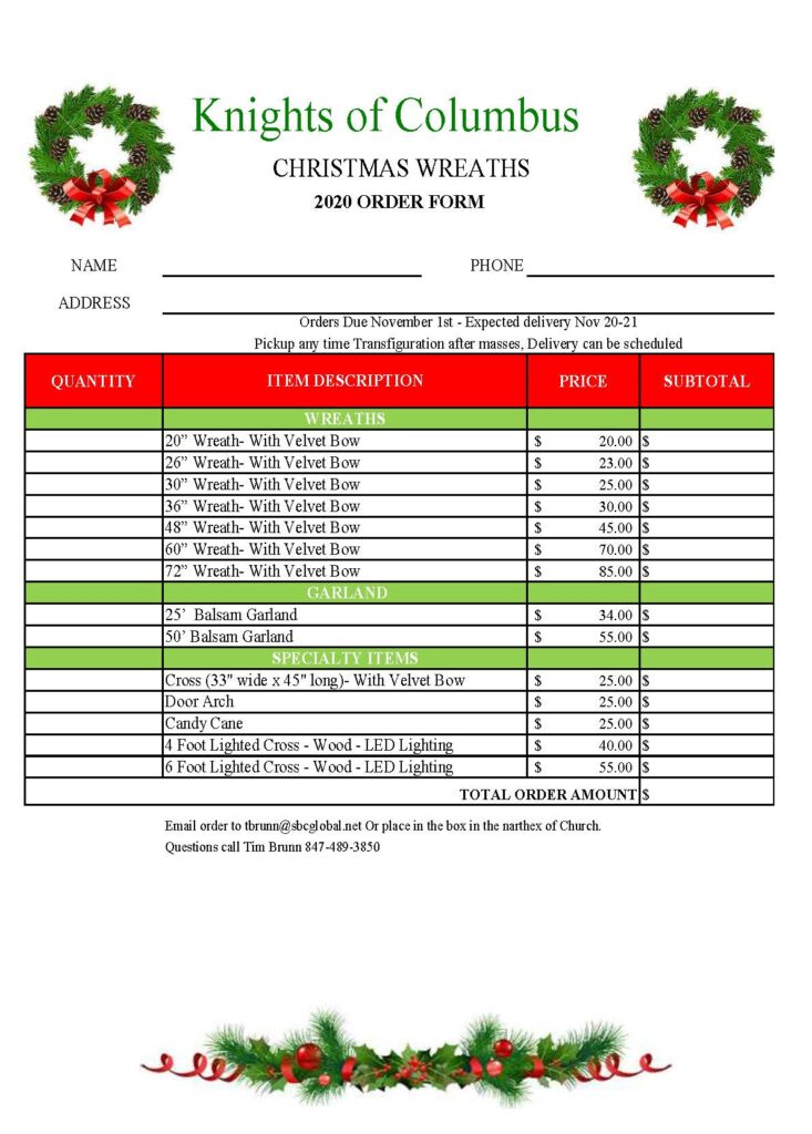 2020 wreath order form