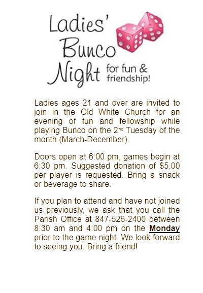 Invitation to Ladies' Bunco Night